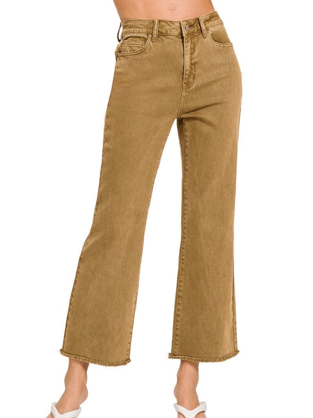 NWT SIZE L Zenana Outfitters High-Rise Wide Leg Jeans in Camel
